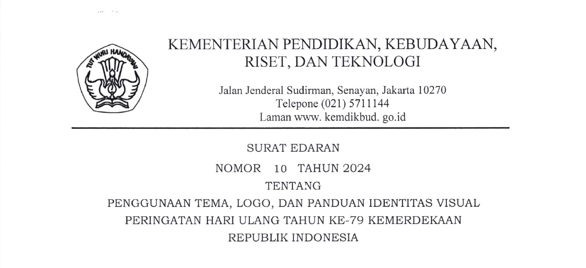 Surat Edaran Penggunaan Tema, Logo, dan Panduan Indentitas Visual Peringatan Hari Ulang Tahun Ke - 79 Kemerdekaan Republik Indonesia